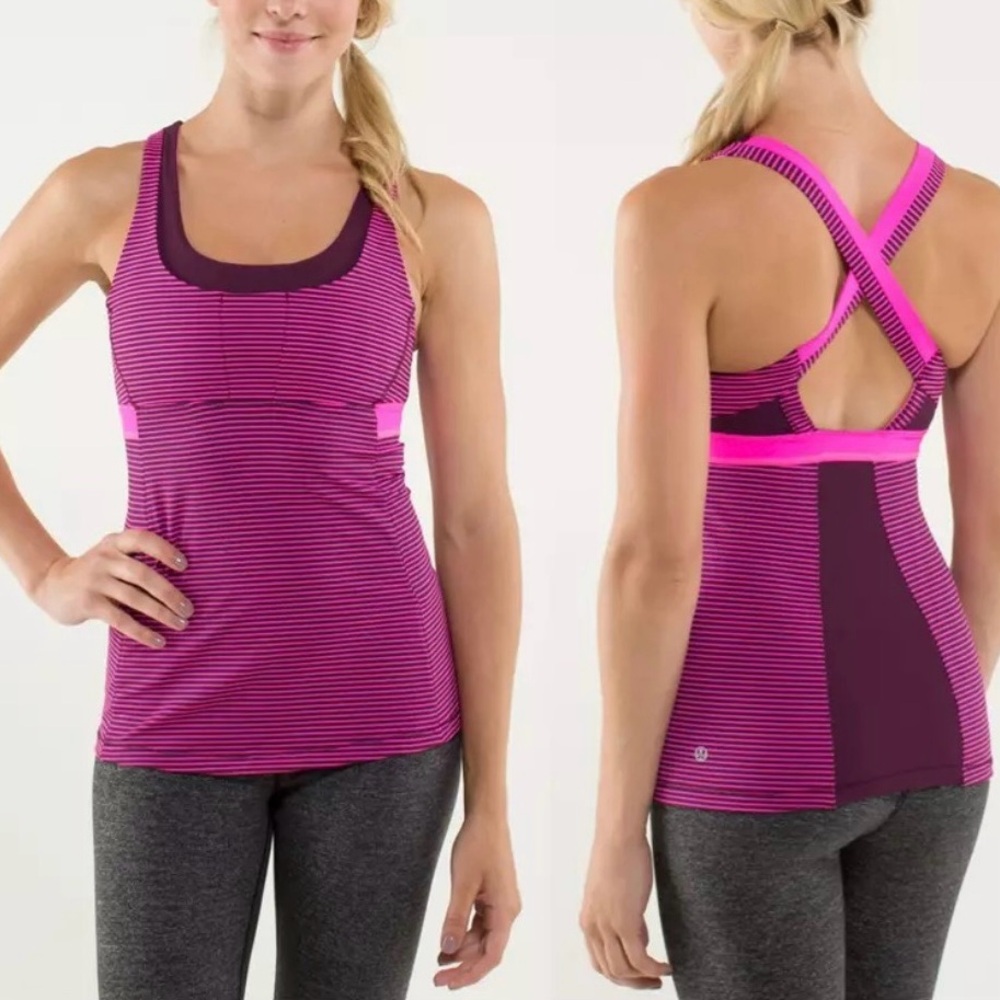 Vintage lululemon athletica Pink and Purple Striped Tank Top
